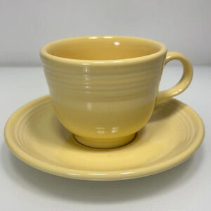 Fiesta Homer Laughlin‎ Vintage Pastel Light Yellow Teacup Coffe Mug Saucer Set